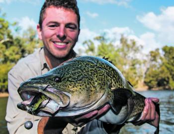 Jack Zyhalak with a solid Murrumbidgee River cod that was living on a large red gum log.