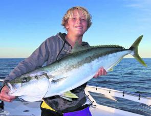 Zane Levett with a tagged kingfish just before release.