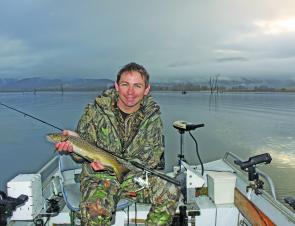 Sandy Hector with a nice Khancoban brown trout.