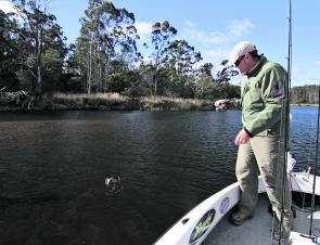 Simon Hedditch hooked up on a small Scamander bream.