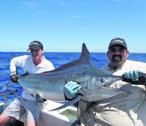 Cael O'Leary with a 45kg black marlin, which was one of five caught for the day.