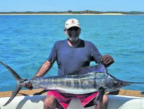Paul Rosman with one of the many juvenile Hervey Bay blacks that have invaded Platypus Bay this year!