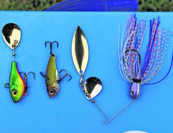 Three favourite reaction baits - tail spinner, blade and spinnerbait.