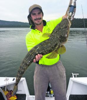 Jason got a nice surprise on a recent charter with this 84cm flathead, which was released after the pic.