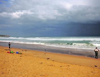 Winter storms may brew over Bass Strait, but that doesn’t deter the salmon from biting at Cape Woolamai.