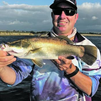 Mark Ramsey with a Victorian barramundi from Hazelwood Pondage caught on a soft plastic fished on the bottom with a slow roll.