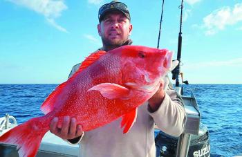 Damian Hickey got this brace of reds from the deep water bommies around Fitzroy.