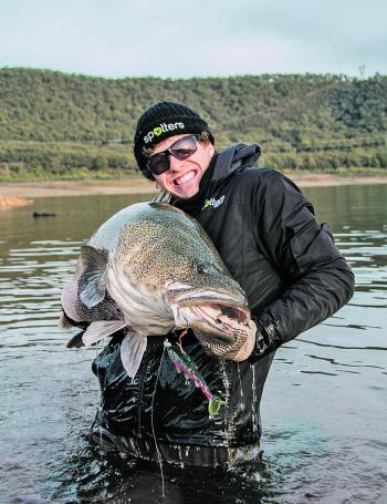 Monster winter metre Murray cod that smashed the FX Fury soft plastic.