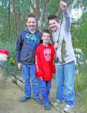 Jordan, Seth and Jake Miles from Glenrowan enjoying there local family friendly fishing lake.