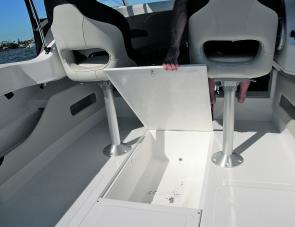 The day’s requirements will dictate the use the large forward under floor compartment is put to. 