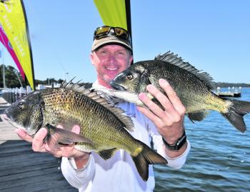 Steve Morgan with a pair of his Gippsland Lakes winning bream.