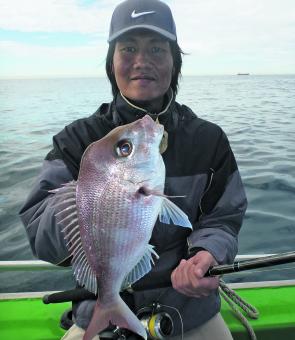 Snapper taken on the dropper rig fished in 65metres.