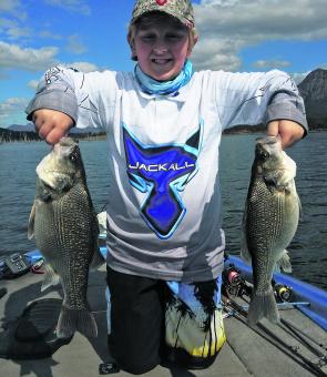 Blake Ehrlich had a ball the first time using tail-spinners and Jackall Mask Vibes at Moogerah Dam. He started the session off with a hat trick – 3 bass in 3 casts!