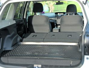 With rear seats down the Forester will carry plenty of luggage or camping gear.