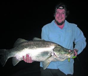 This 106cm salty was caught in the same creek by Tyson Manly using a Delalande Fury Shad soft plastic. 